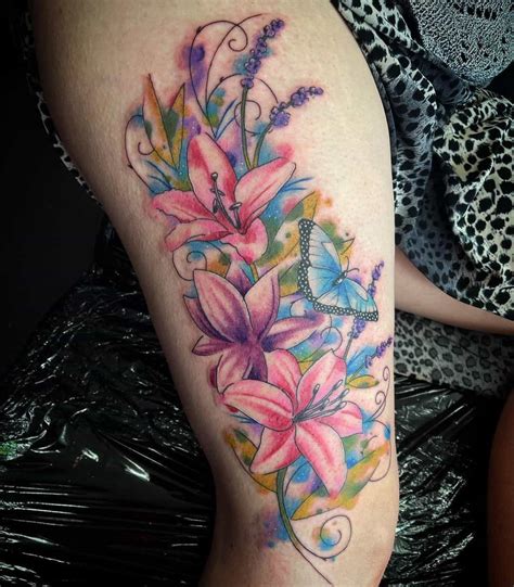 Lily Butterfly Tattoo Design