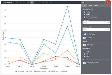 Choosing the Line chart option in Excel