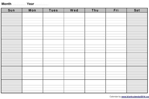 Lined calendar template for business