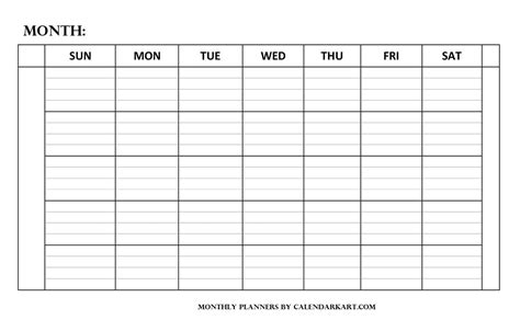 Lined calendar template for work