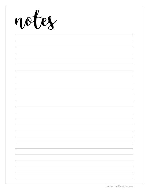 Lined paper template for notes