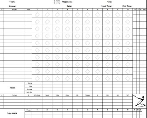 Lineup Card with Pitching Rotation Template