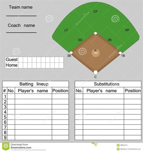 Baseball lineup sheet template