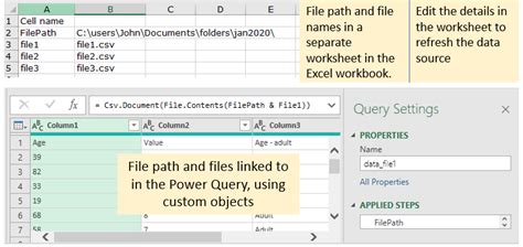 Using Power Query to link cells in Excel