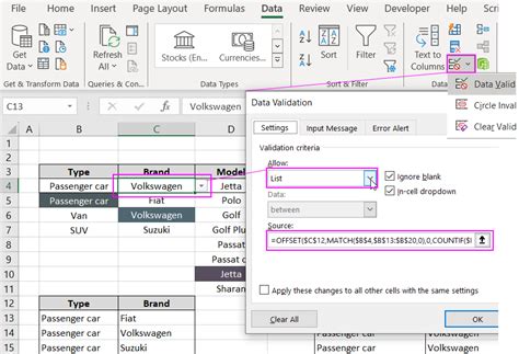 Linking Multiple Drop-Down Lists in Excel