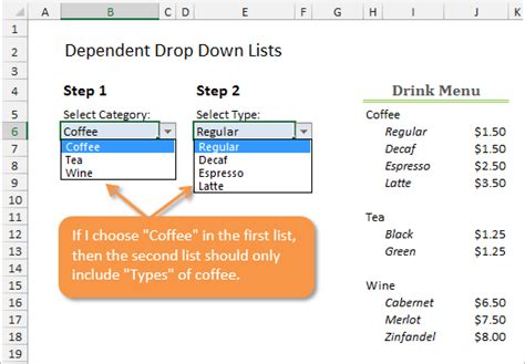 Linking Multiple Drop-Down Lists in Excel Example