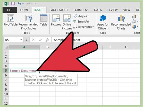 Linking to an Excel file in Word