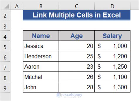 Linking cells in Excel formula bar