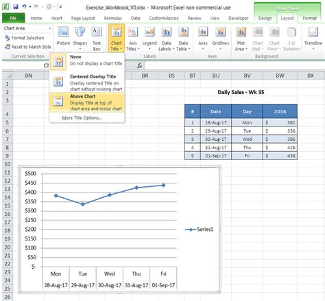 Linking cells to a chart in Excel