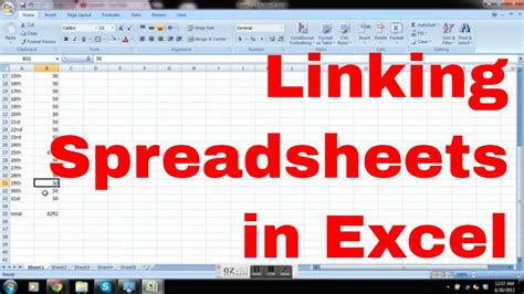 Linking data between spreadsheets