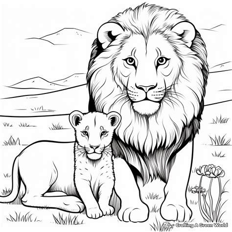 Lion and Lioness Friends Coloring Page