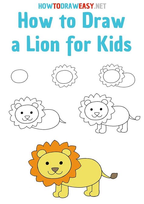 Lion drawing tutorials for kids