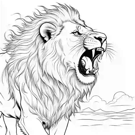 Lion Roaring Coloring Page