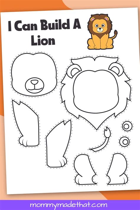 Lion template printable for kids and adults