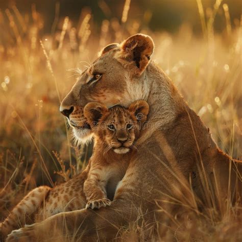 Lioness nurturing and care