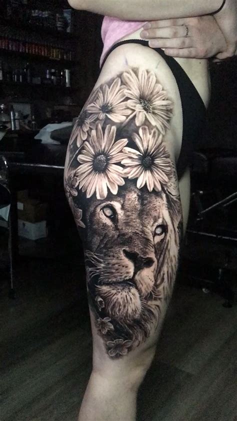 Lioness tattoo placement and size