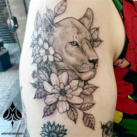 Tribal lioness tattoo