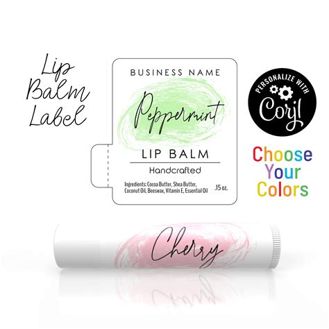 Lip balm label template with colors