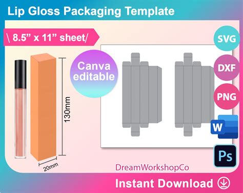 Lip Gloss Box Template Design 1