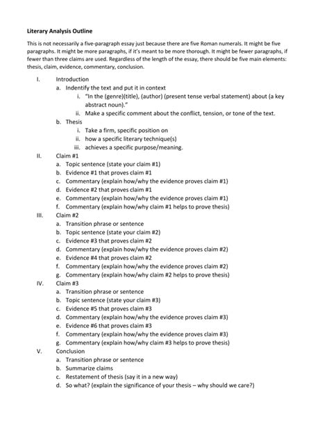 Literary Analysis Outline