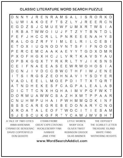 Literature Lover's Word Search