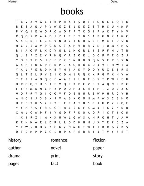 Literature Lover's Word Search Printable