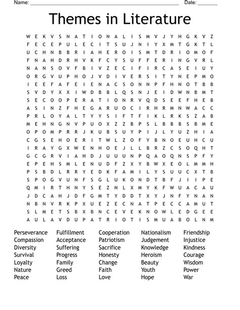 Literature-themed Word Search