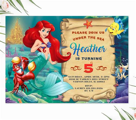 Little Mermaid Invitation Template 5