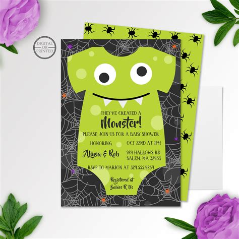 Little Monster Halloween Baby Shower Invitation