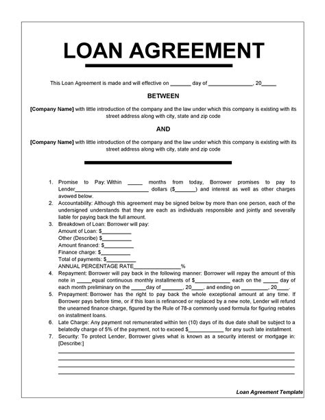 Loan Agreement Template