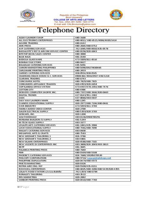 Local Telephone Directory