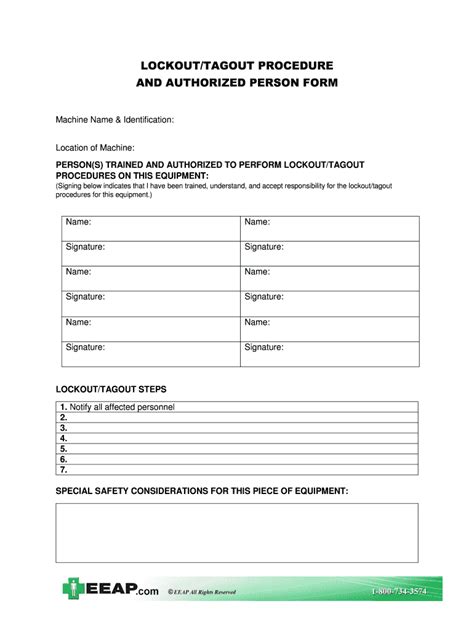 Lockout/Tagout Authorization Template