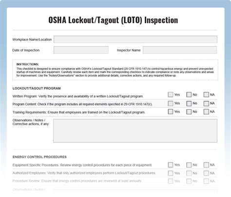 Lockout/Tagout Incident Report Template