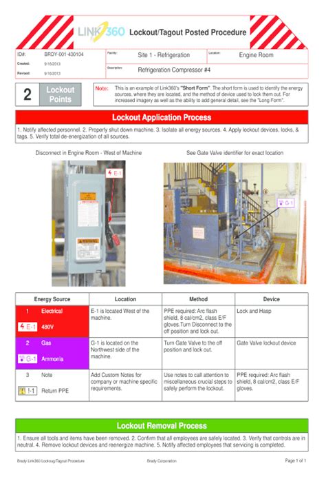 Example of LOTO Procedure Template