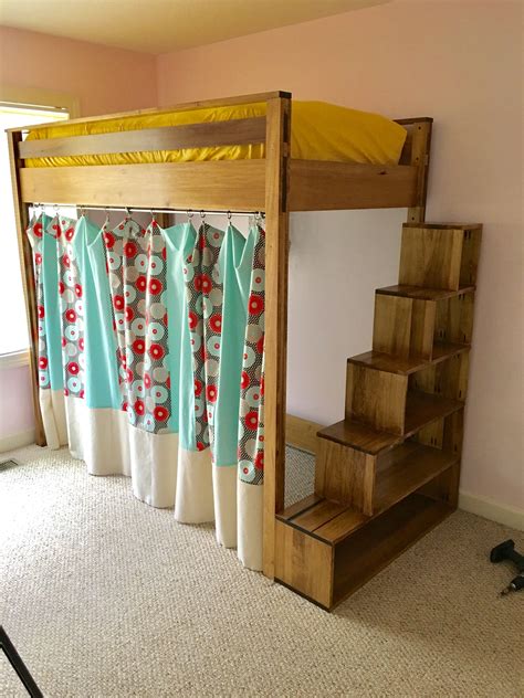 Loft Bed Plans with Stairs and Storage