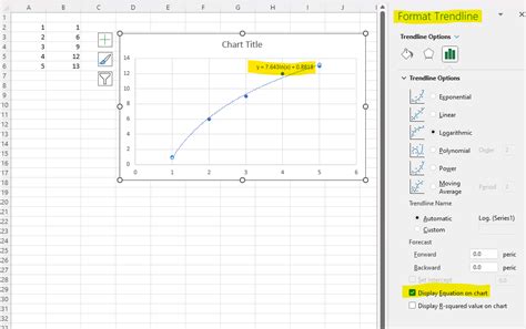 Logarithmic Regression Excel