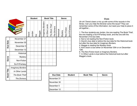 A logic grid puzzle with numbers and symbols