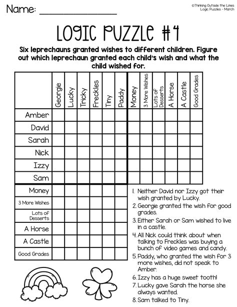 Logic Puzzle Worksheets