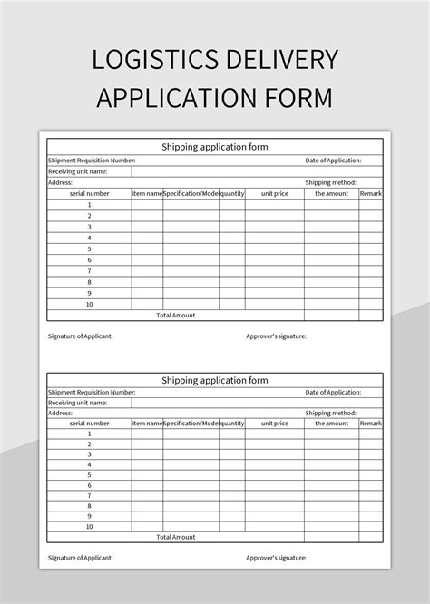 Logistics and Timing Form