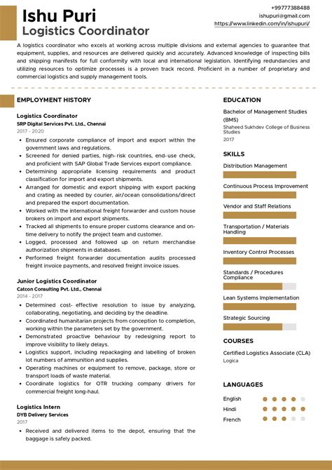 Logistics Resume Template Design