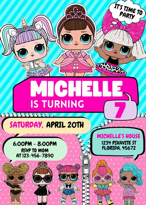 L.O.L. dolls party invitations