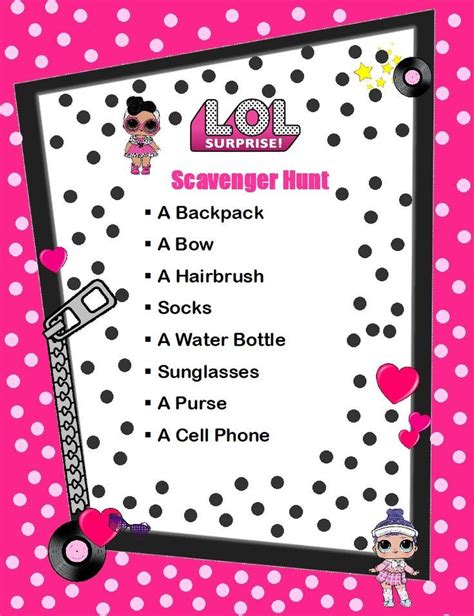 Lol Surprise Dolls Scavenger Hunt Templates