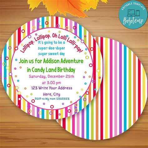 Lollipop Invitation Template