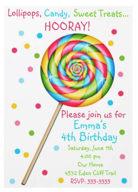 Lollipop party invitation template with fun design