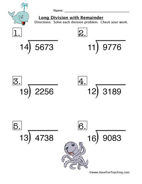 Long Division Printable Worksheets for Easy Practice