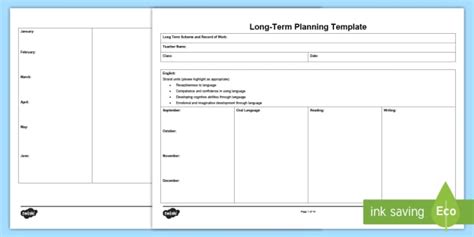 Long-Term Plan Template Example