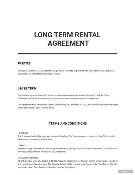 Long-Term Rental Agreement