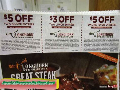 Longhorn Steakhouse Printable Coupons