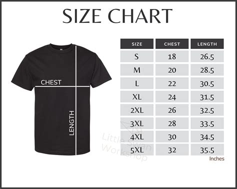 Lookup Table for T-Shirt Sizes