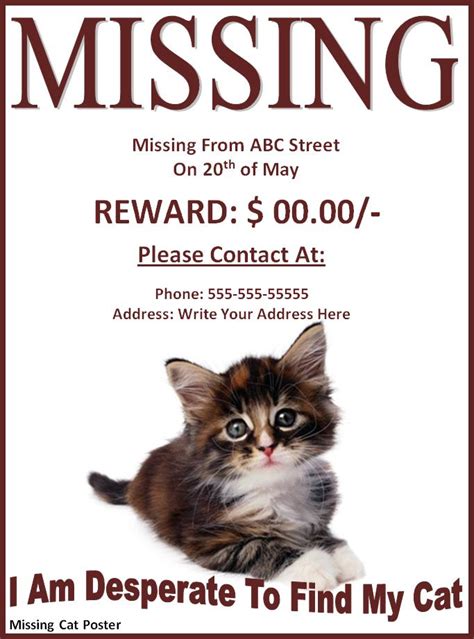 Lost animal flyer template in Word format